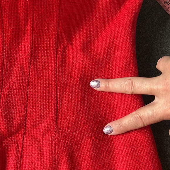 Kay Unger red silk dress with ruffle accent size 10 - Picture 8 of 15